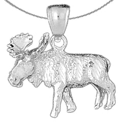 Sterling Silver Moose Pendant (Rhodium or Yellow Gold-plated)
