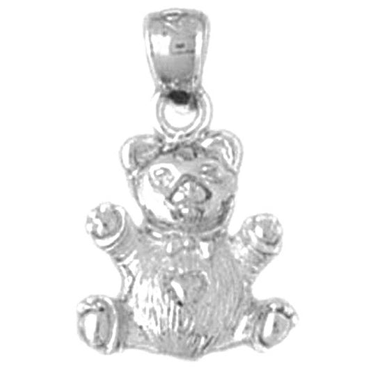 Sterling Silver 3D Teddy Bear Pendant