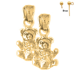 14K or 18K Gold 3D Teddy Bear Earrings