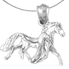 Sterling Silver 3D Mustang Pendant (Rhodium or Yellow Gold-plated)