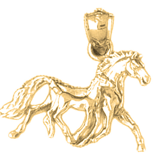 Yellow Gold-plated Silver 3D Mustang Pendant