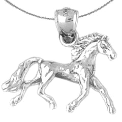 Sterling Silver 3D Mustang Pendant (Rhodium or Yellow Gold-plated)