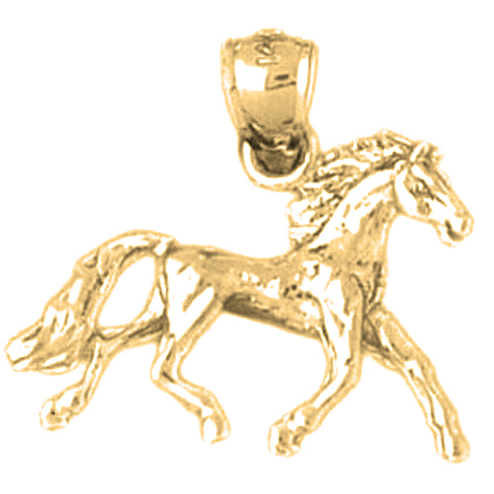 Yellow Gold-plated Silver 3D Mustang Pendant