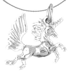 Colgante de unicornio 3D de plata de ley (bañado en rodio o oro amarillo)