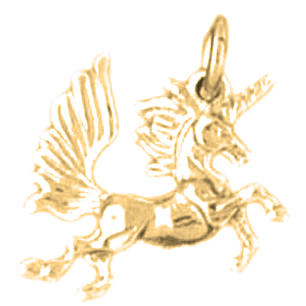 Yellow Gold-plated Silver 3D Unicorn Pendant