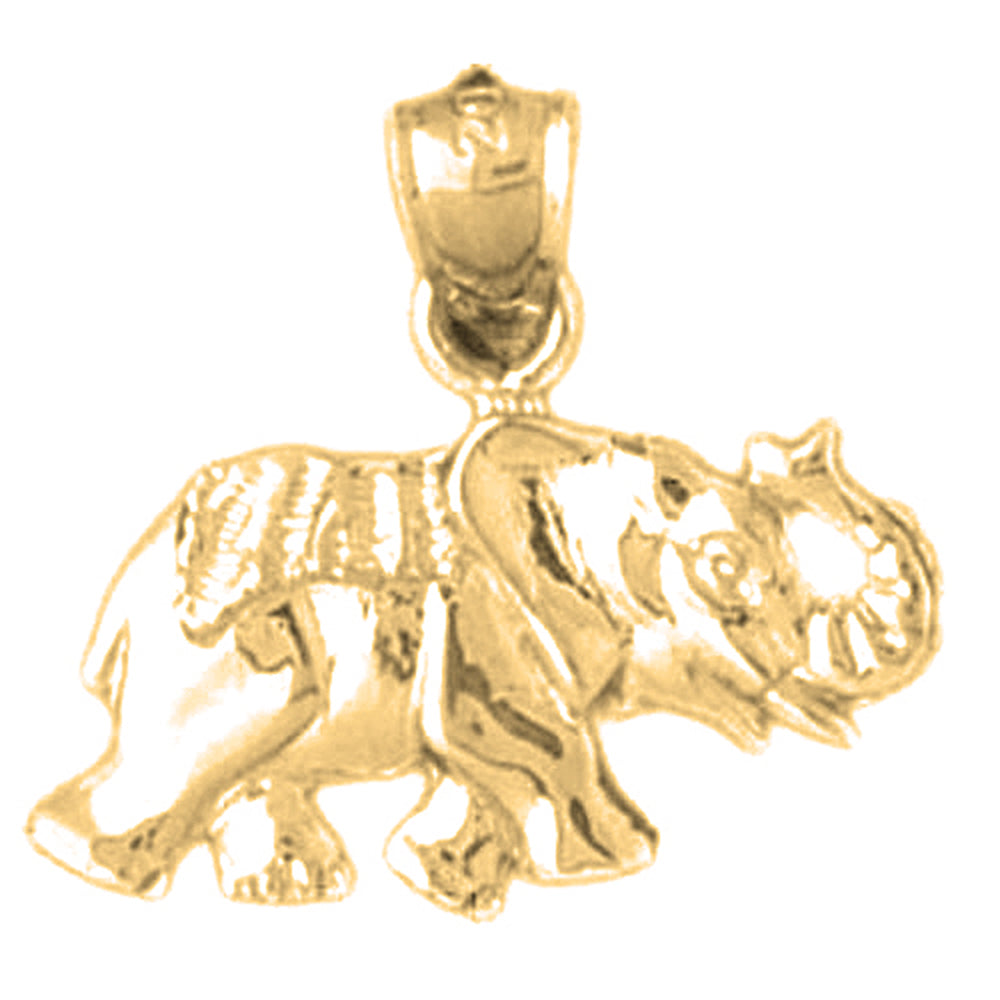 Yellow Gold-plated Silver Elephant Pendant