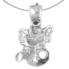 Sterling Silver 3D Elephant Pendant (Rhodium or Yellow Gold-plated)