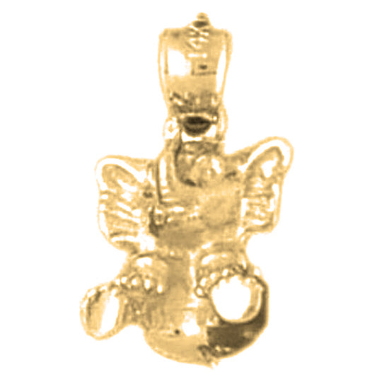 Yellow Gold-plated Silver 3D Elephant Pendant