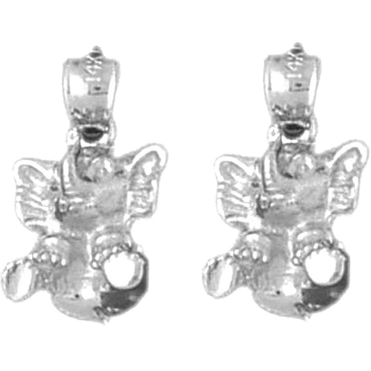 Sterling Silver 18mm 3D Elephant Earrings