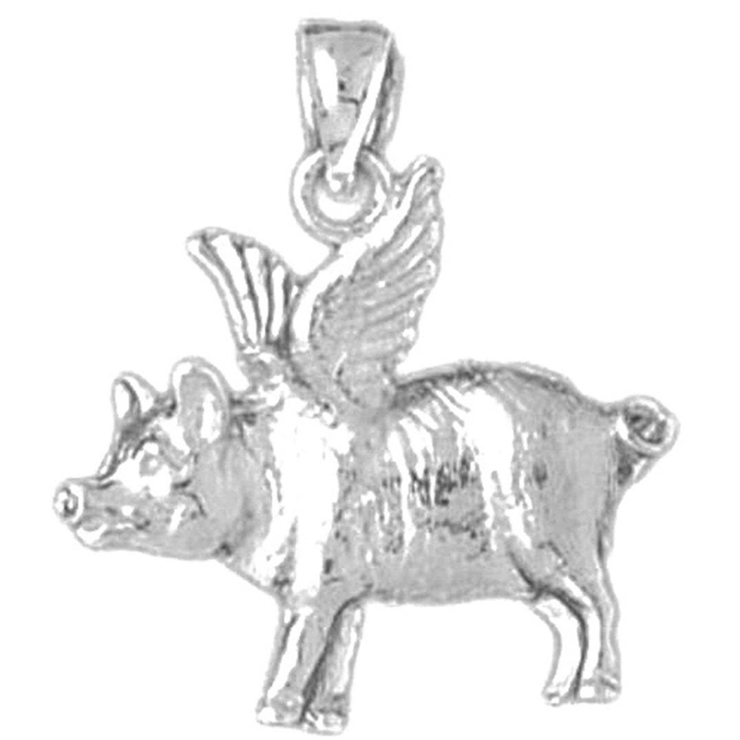 Sterling Silver Flying Pig Pendant