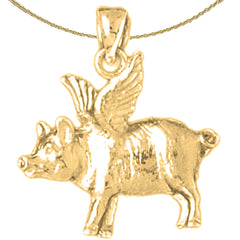 Colgante de cerdo volador de plata de ley (bañado en rodio o oro amarillo)