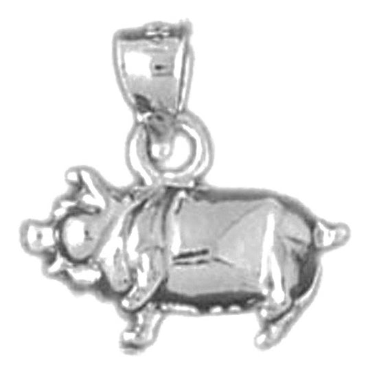 Sterling Silver 3D Hog Pendant