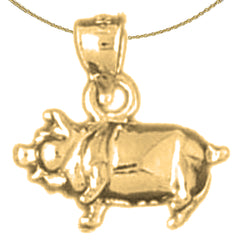 Sterling Silver 3D Hog Pendant (Rhodium or Yellow Gold-plated)