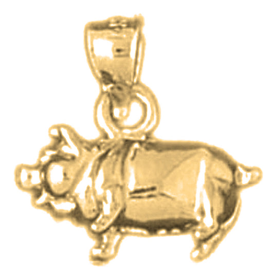 Yellow Gold-plated Silver 3D Hog Pendant