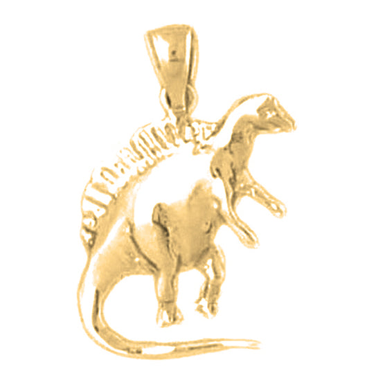 Yellow Gold-plated Silver Spinosaurus Dinosaur Pendant