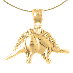 Sterling Silver Stegasaurus Dinosaur Pendant (Rhodium or Yellow Gold-plated)