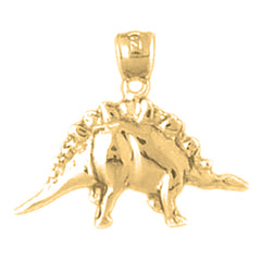 Yellow Gold-plated Silver Stegasaurus Dinosaur Pendant