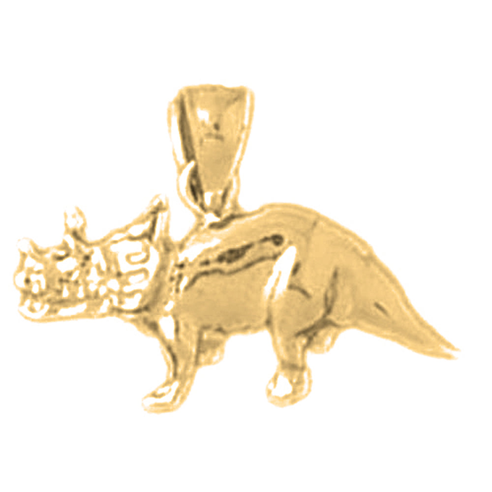 Yellow Gold-plated Silver Triceratops Dinosaur Pendant