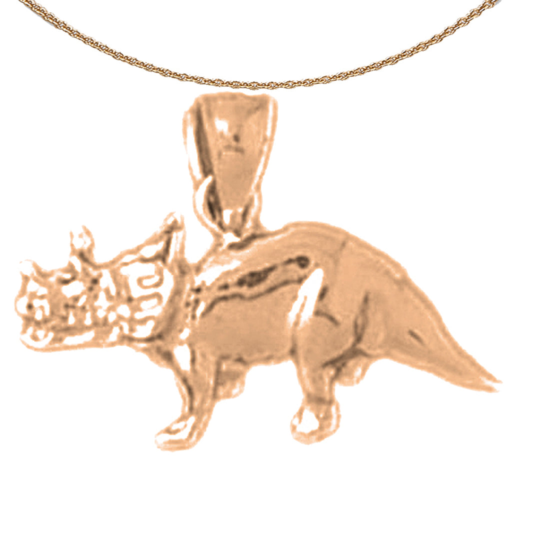 14K or 18K Gold Triceratops Dinosaur Pendant