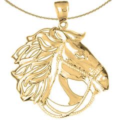 Sterling Silver Horse Pendant Pendant (Rhodium or Yellow Gold-plated)