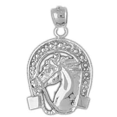 Sterling Silver Horse Shoe And Horse Pendant