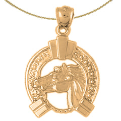 10K, 14K or 18K Gold Horse Shoe And Horse Pendant