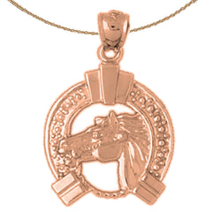10K, 14K or 18K Gold Horse Shoe And Horse Pendant