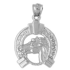 Sterling Silver Horse Shoe And Horse Pendant