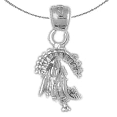 Sterling Silver 3D Turkey Pendant (Rhodium or Yellow Gold-plated)
