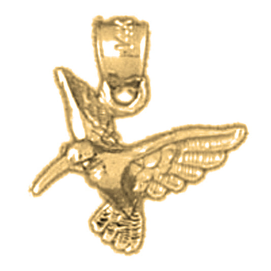 Yellow Gold-plated Silver 3D Humming Bird Pendant
