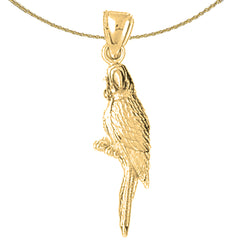 Sterling Silver 3D Parrot Pendant (Rhodium or Yellow Gold-plated)