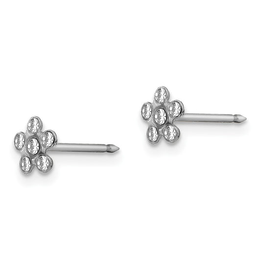 Inverness 14K White Gold Clear Crystal Flower Earrings