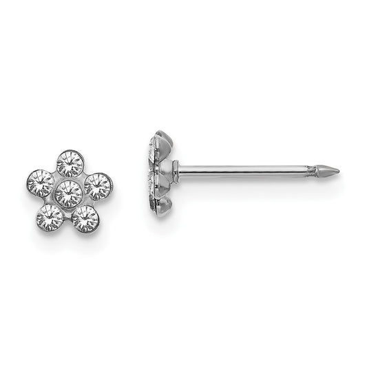 Inverness 14K White Gold Clear Crystal Flower Earrings