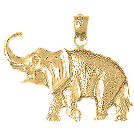 Yellow Gold-plated Silver Elephant Pendant