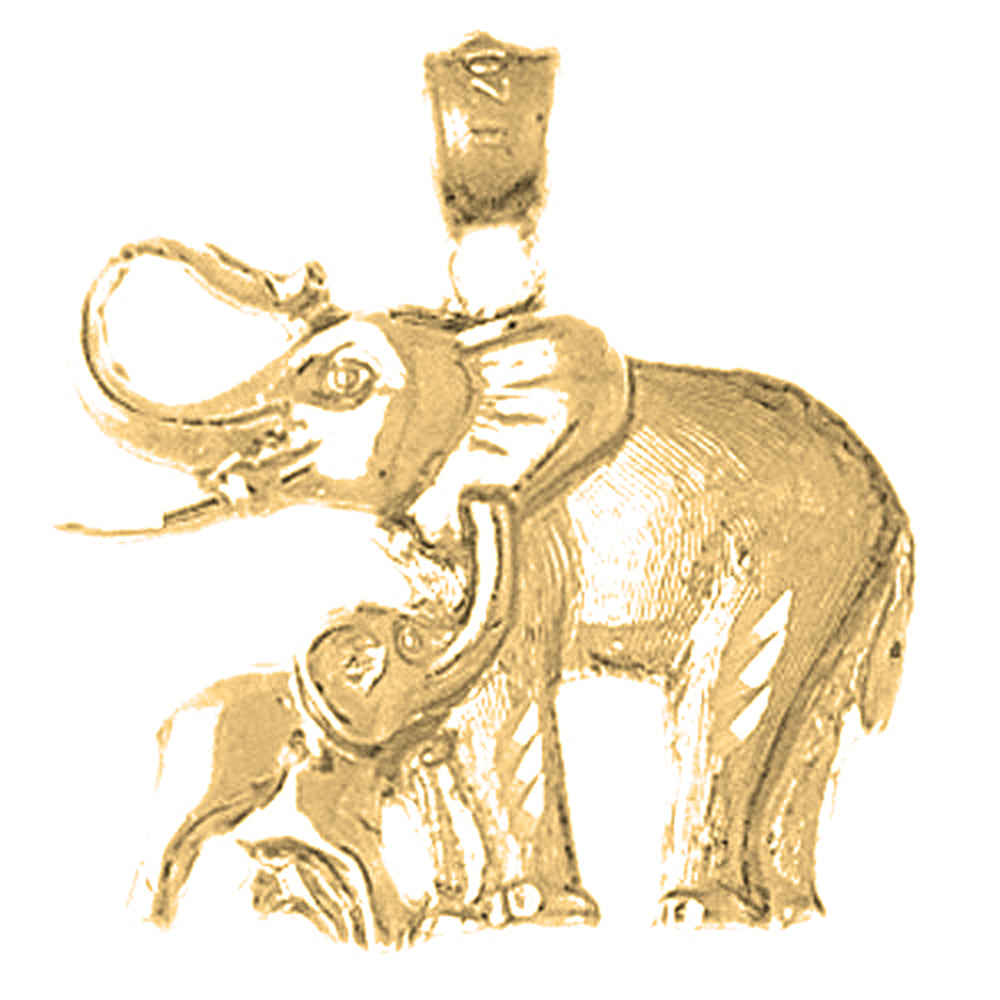 Yellow Gold-plated Silver Elephant Pendant