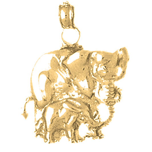 Yellow Gold-plated Silver Elephant Pendant