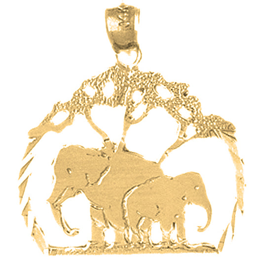 Yellow Gold-plated Silver Elephant Pendant