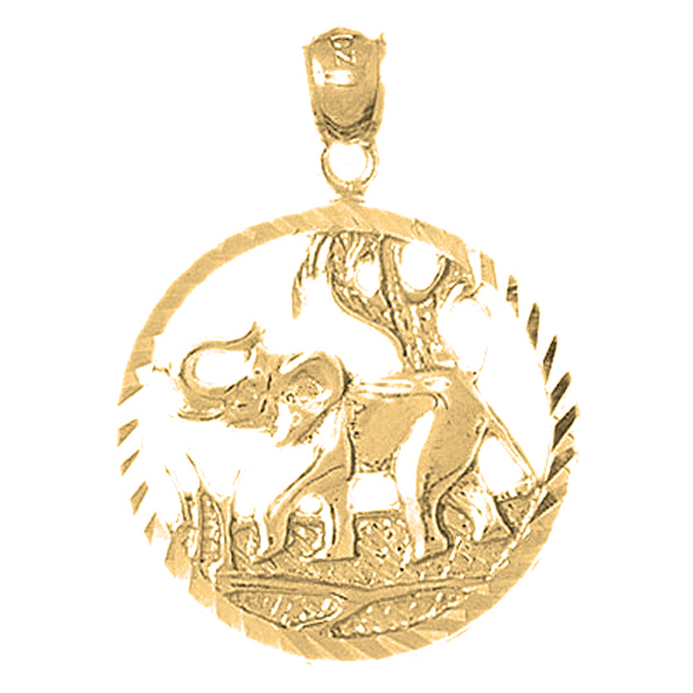 Yellow Gold-plated Silver Elephant Pendant