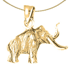 Sterling Silver 3D Elephant Pendant (Rhodium or Yellow Gold-plated)