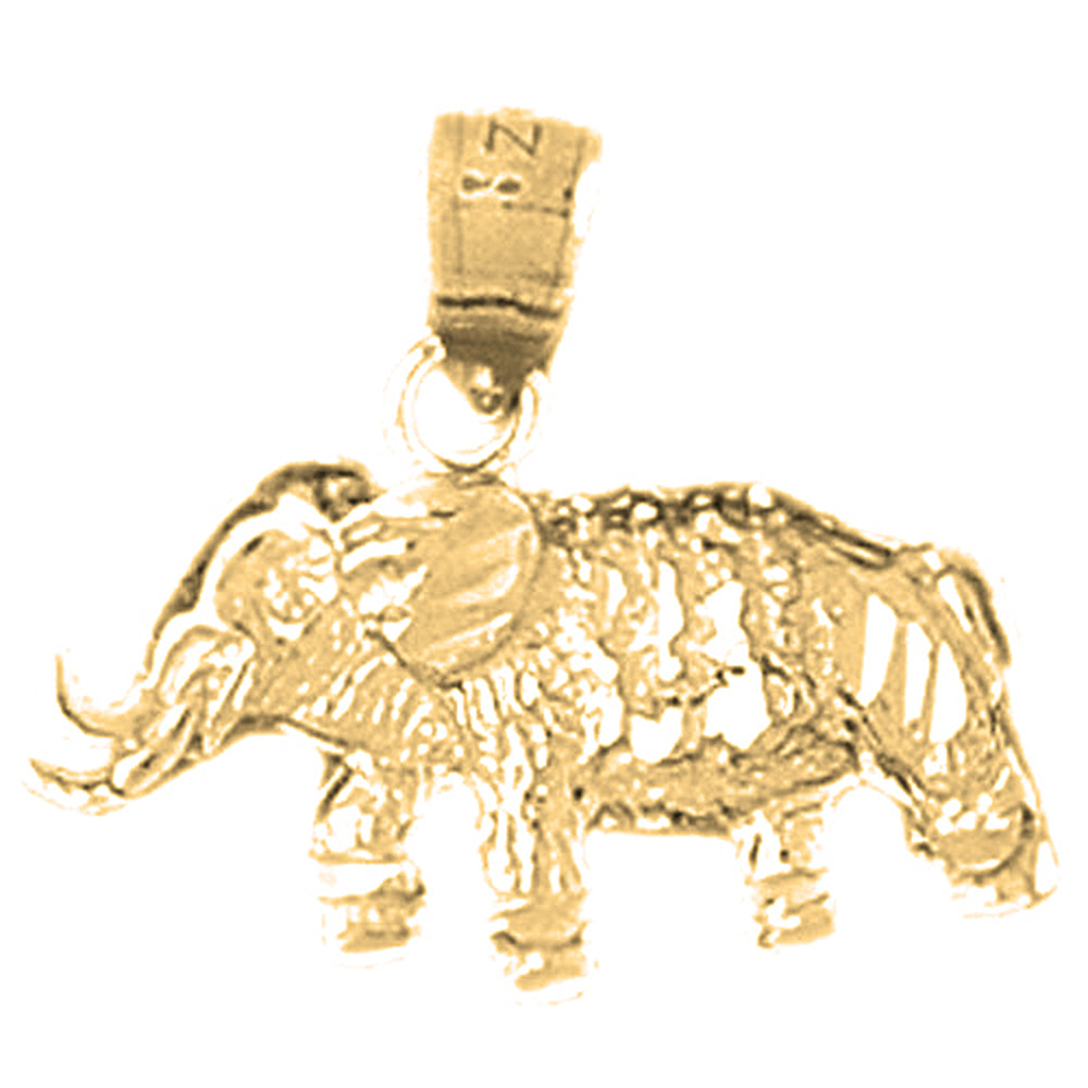 Yellow Gold-plated Silver Elephant Pendant