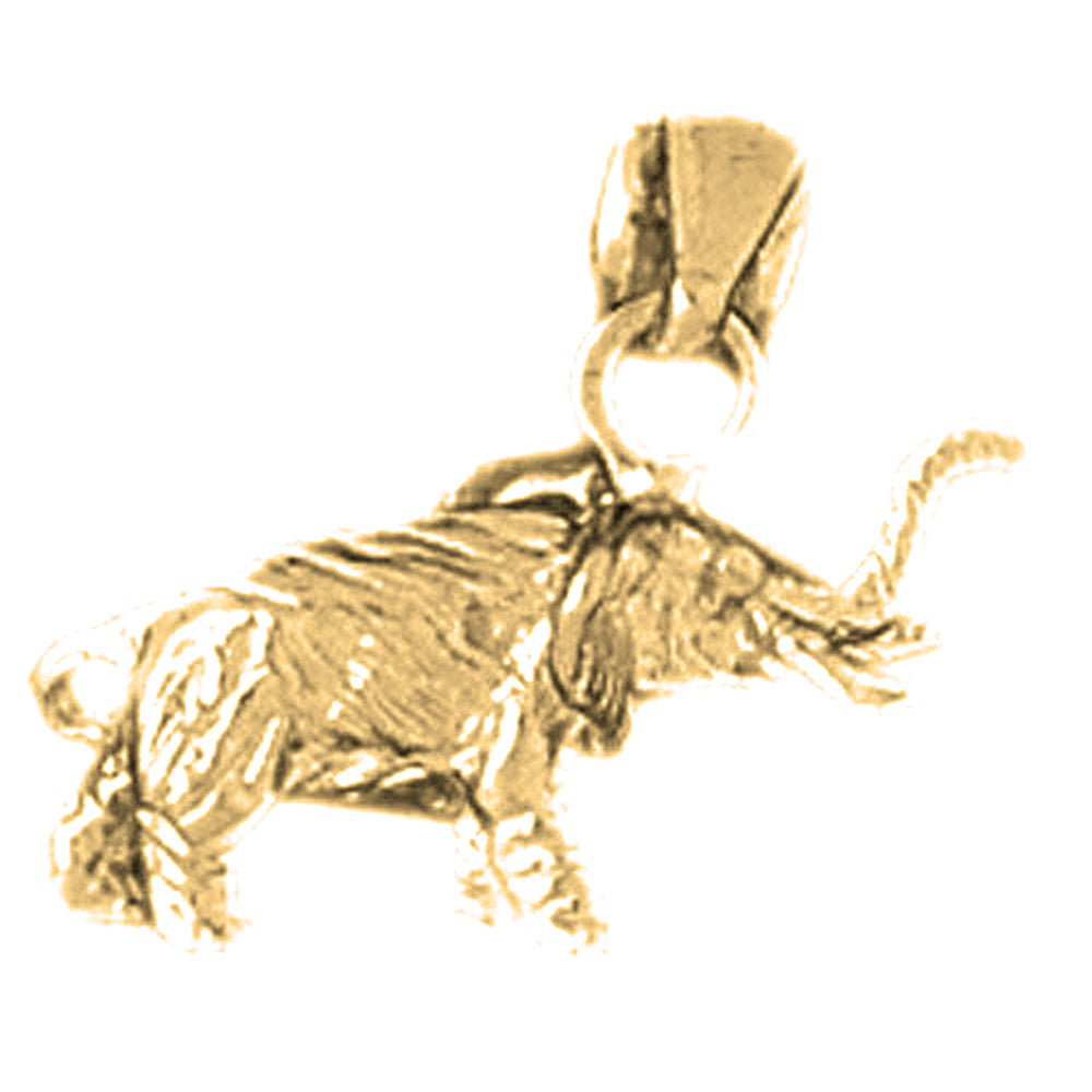 14K or 18K Gold 3D Elephant Pendant
