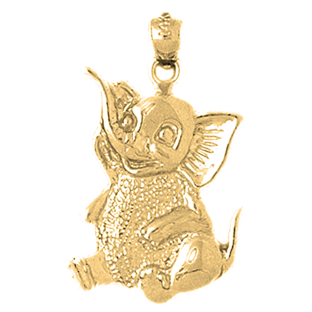 Yellow Gold-plated Silver Elephant Pendant