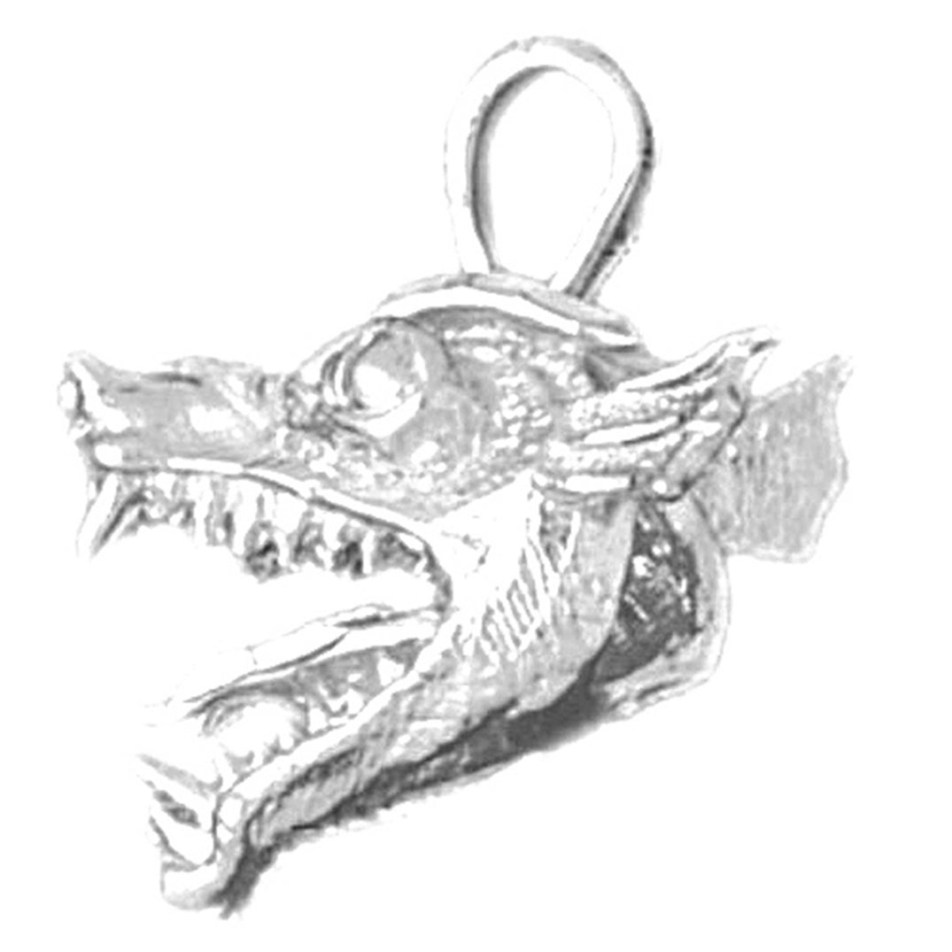 Sterling Silver Dragon Head Pendant