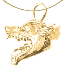 10K, 14K or 18K Gold Dragon Head Pendant