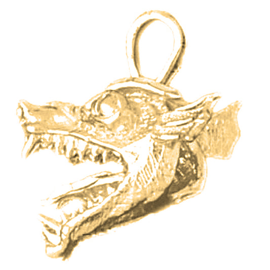 Yellow Gold-plated Silver Dragon Head Pendant
