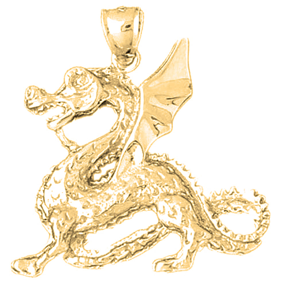 Yellow Gold-plated Silver Dragon Pendant