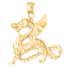 Yellow Gold-plated Silver Dragon Pendant