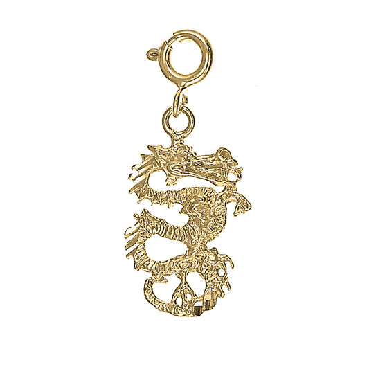 Yellow Gold-plated Silver 3D Dragon Pendant