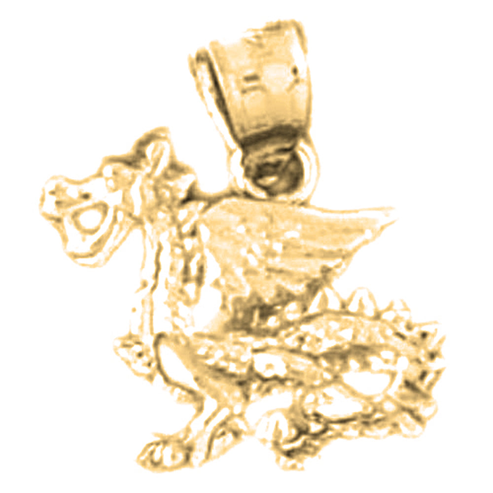 Yellow Gold-plated Silver 3D Dragon Pendant