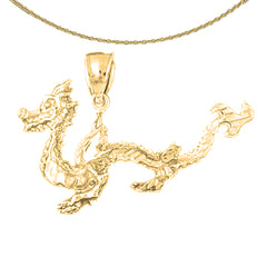 Sterling Silver 3D Dragon Pendant (Rhodium or Yellow Gold-plated)